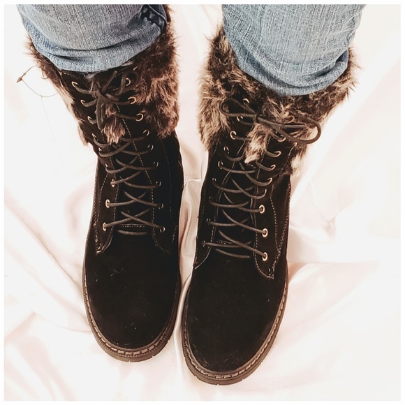 Water Resistant Faux Fur trimmed Bootie (Brown) - Picture 3 of 6